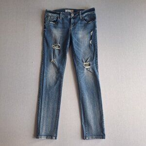 💙 Guess Super Skinny Distressed Y2K Denim Jeans Size 31/29 Streetwear